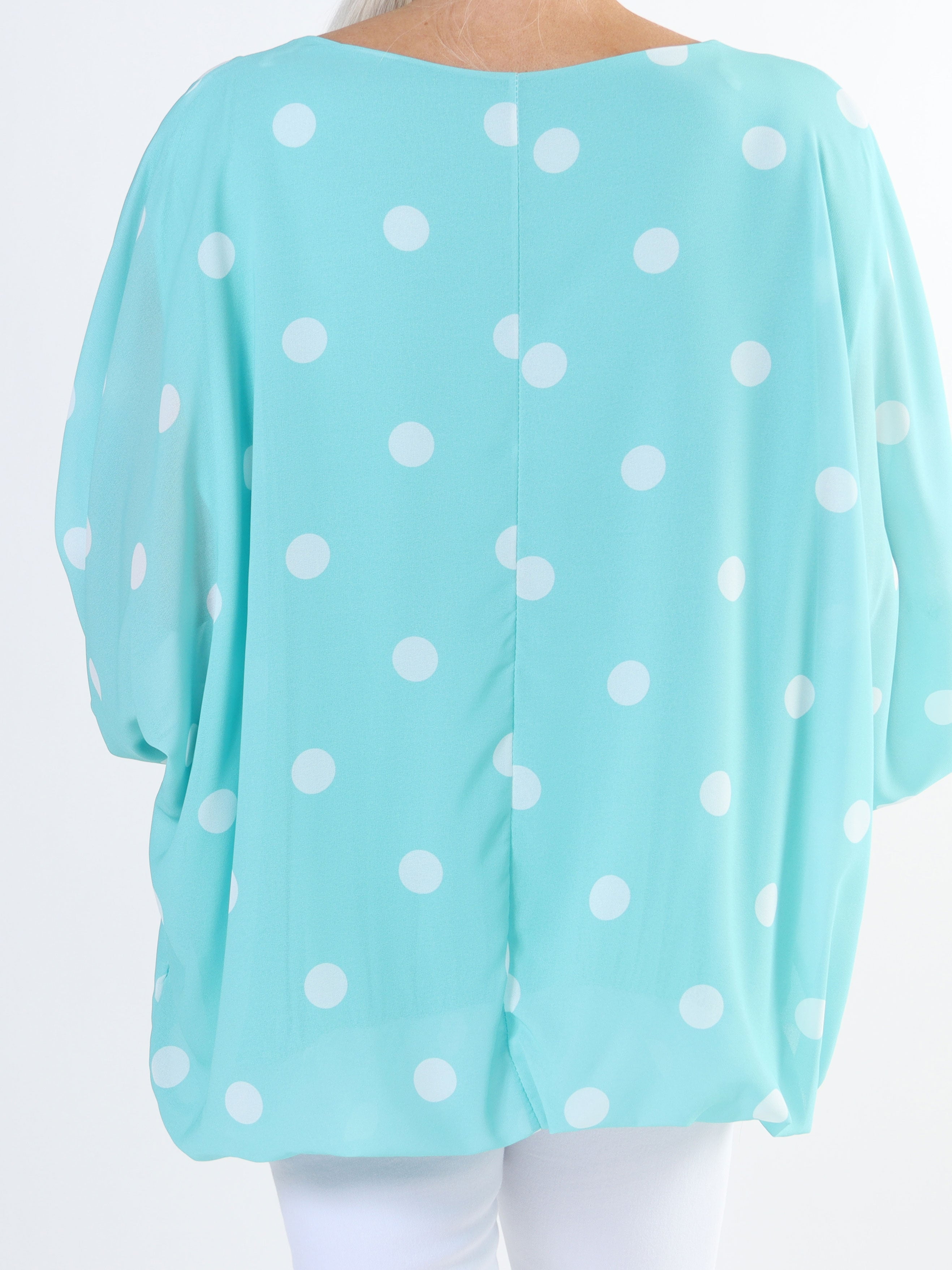 Destiny Dot - Plus size bluse i chiffon med prikker
